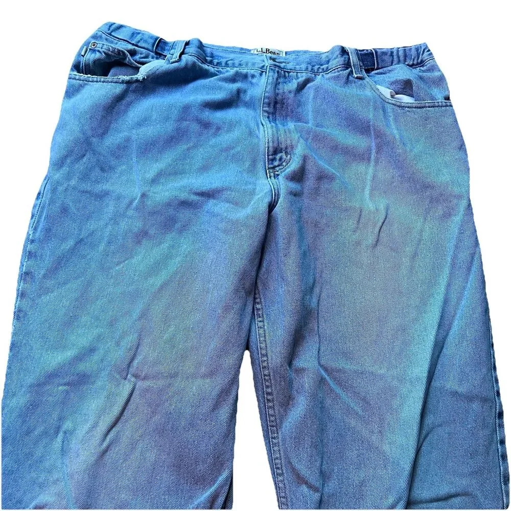 LL Bean Double L Hidden Comfort Waist Natural Fit Denim Blue Jeans Men's 42x32
